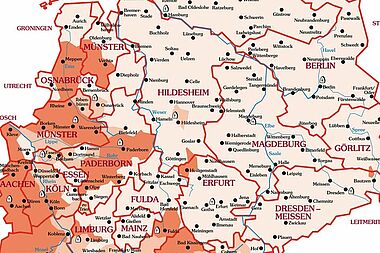 Karte: Katholische Diaspora in Deutschland