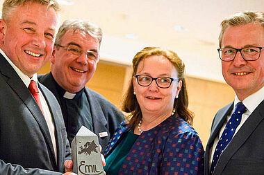 v.l. Prof. Dr. Matthias Wemhoff, Monsignore Georg Austen, Dr. Dr. h.c. Ulrike Kurth und Bürgermeister Michael Dreier. Foto: Florian Eckl