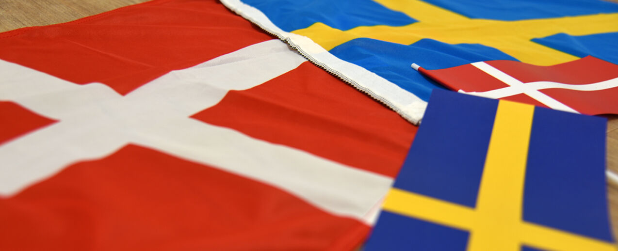 Die Flaggen der nordeuropäischen Länder: Dänemark und Schweden (Foto: Theresa Meier)