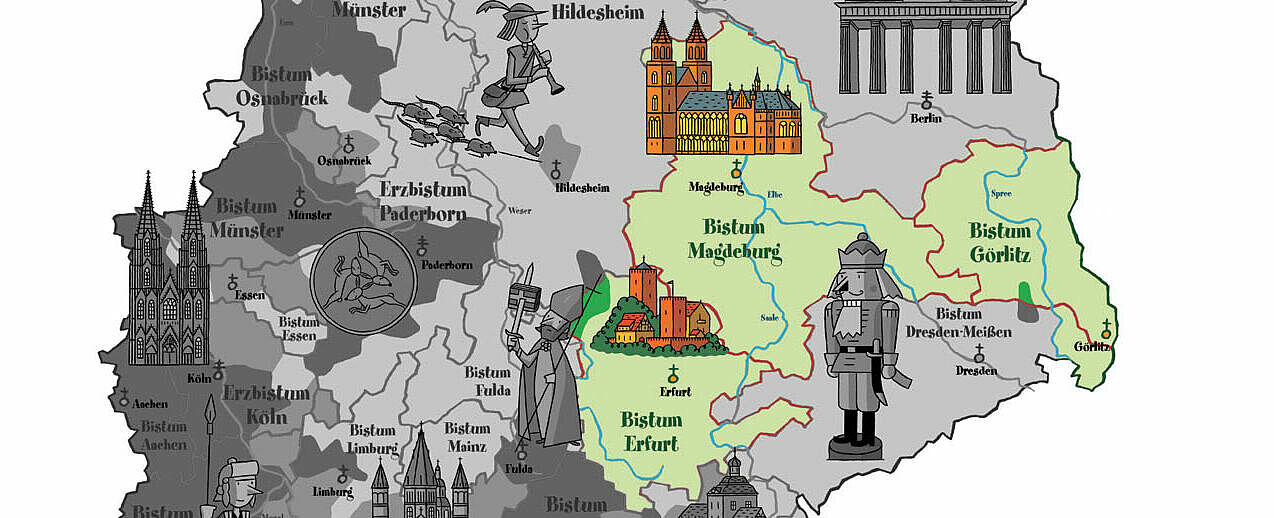 Am 7. Juli 1994 errichtete Papst Johannes Paul II. drei neue Bistümer: Erfurt, Görlitz und Magdeburg. (Bild: Bonifatiuswerk)