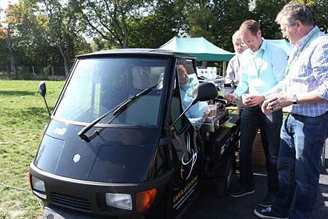 Das Kirchencafé-Mobil auf der Landesgartenschau Rheinland-Pfalz.