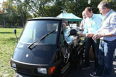 Das Kirchencafé-Mobil auf der Landesgartenschau Rheinland-Pfalz.