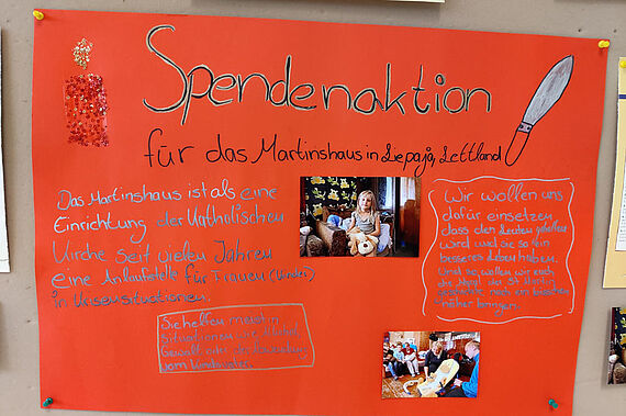 Für die Aktion haben die angehenden Erzieherinnen und Erzieher extra ein Plakat gestaltet. (Foto: BBS Anne-Marie Tausch) 