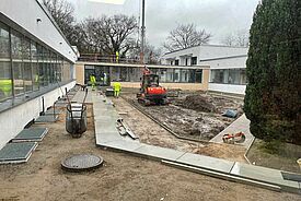 Die Tiefbauarbeiten im Innenhof sind abgeschlossen.