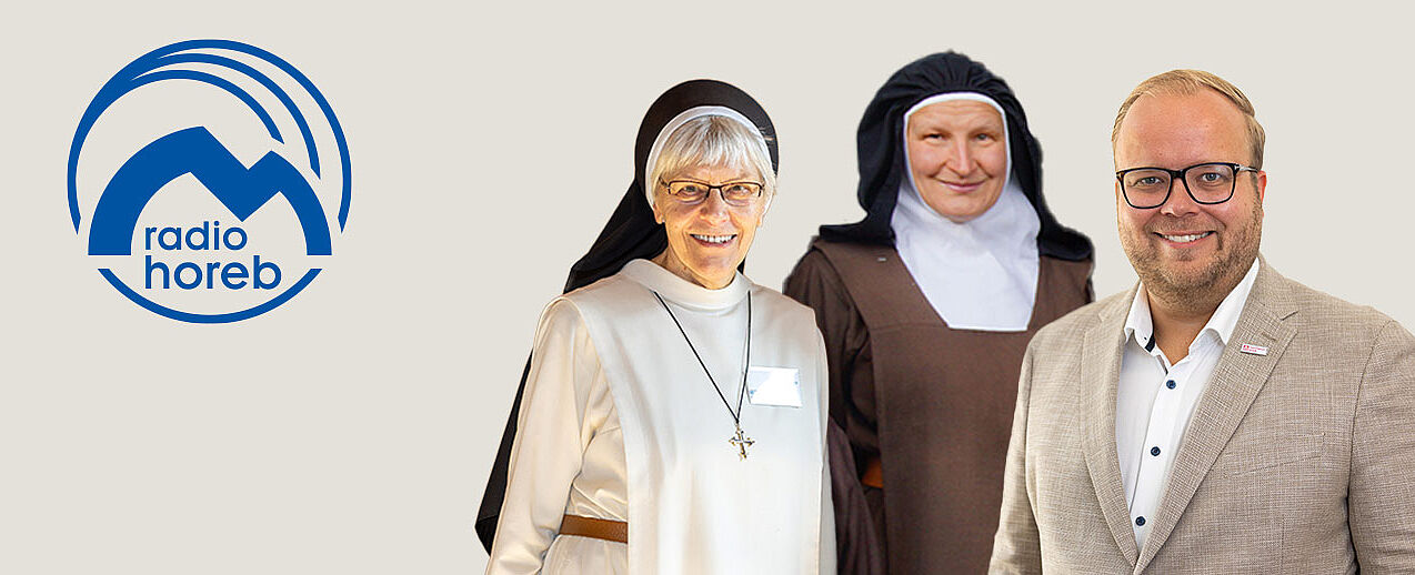 Gesprächspartner in der Lebenshilfe-Sendung von Radio Horeb (von links): Sr. Klarissa Watermann OP, Äbtissin Agnes Abbadís und Julian Heese, Bereichsleiter „Missionarische und diakonische Pastoral“ im Bonifatiuswerk (Foto: Bonifatiuswerk)