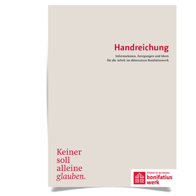 Die Handreichung enthält als Loseblattsammlung alle wichtigen Informationen, Anregungen und Ideen für die Arbeit im diözesanen Bonifatiuswerk