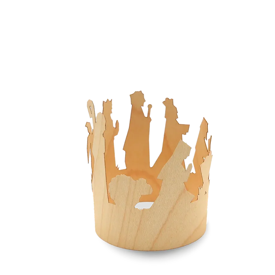 Weihnachtskarte: Krippe aus Holz