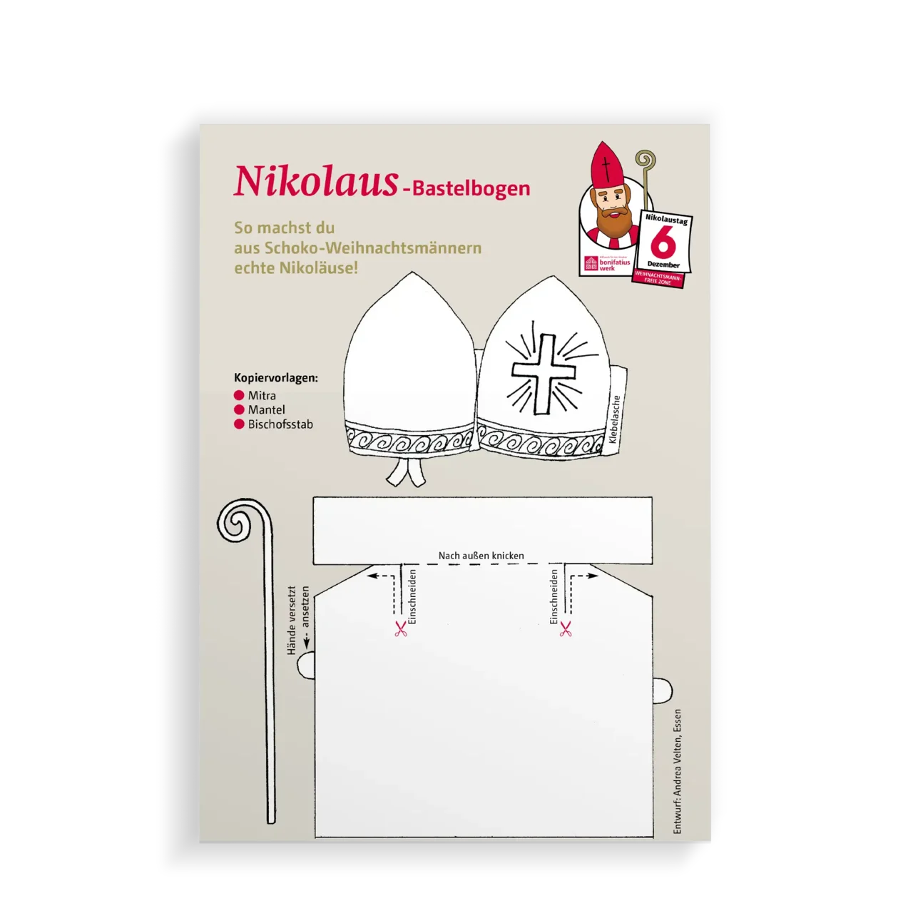 Bastelbogen: Nikolaus-Bastelbogen