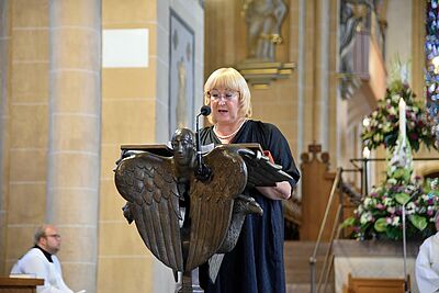 Inese Švekle von der "Caritas Lettland" berichtete unter anderem vom lettischen Kinderdorf Grašu. (Foto: Simon Helmers)