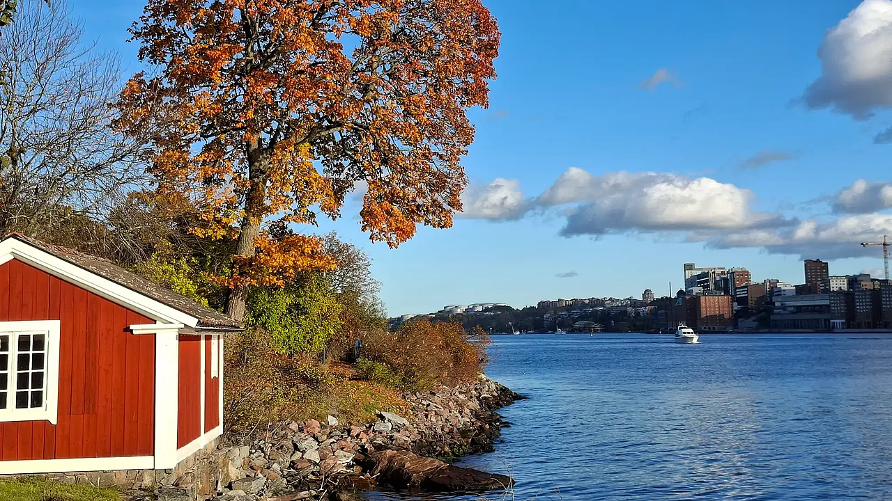 Blick auf ein Schwedenhäuschen auf der Insel Djurgården. Foto: Kathrin Bierhoff