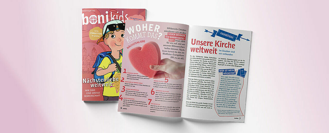 Die aktuelle Ausgabe der Kinderzeitschrift "bonikids" vom Bonifatiuswerk.