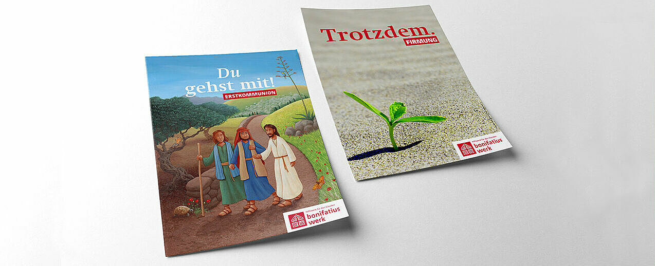 2024 steht die Erstkommunion unter dem Motto "Du gehst mit!". Für die Firmung wurde das Leitwort "Trotzdem." festgelegt. (Bild: Bonifatiuswerk)