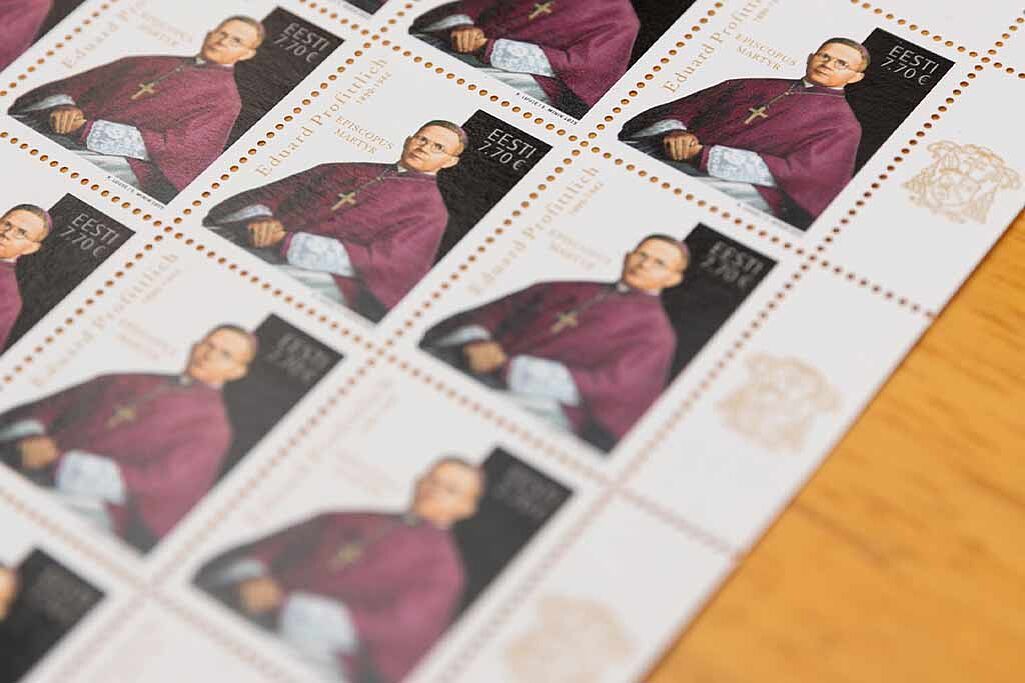 Zur Seligsprechung wurde eine Briefmarke mit dem Foto von Eduard Profittlich herausgegeben. Foto: Elena Kovpak-Olev Mihkelma
