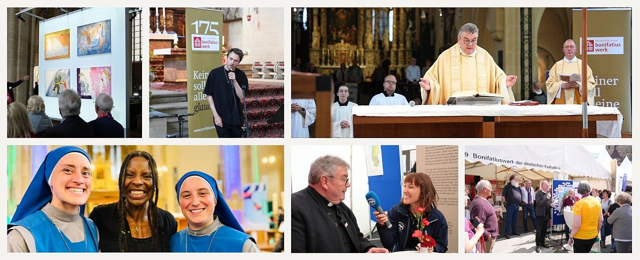 Highlights des 103. Katholikentages in Erfurt: Gottesdienst, die Ausstellung "Udos 10 Gebote", ein spontanes Konzert von Clueso, Podiumsdiskussion mit prominenten Gesichtern, die Kirchenmeile und ein Konzert von Judy Bailey. (Fotos: Simon Helmers)