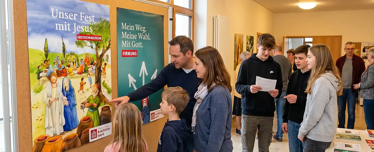 Die Materialien zu unseren Aktionen für die Erstkommunion- und Firmvorbereitung stehen nun zum Download bereit. (Foto: KI generiert)