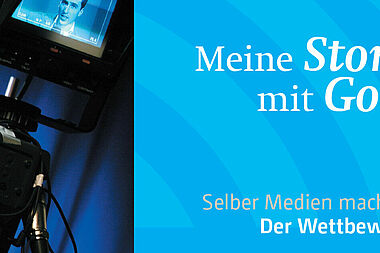 Logo: Medienwettbewerb „Meine Story mit Gott"