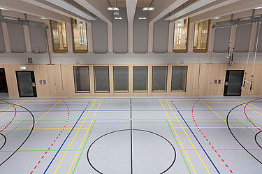 Die Turnhalle der katholischen Sophienschule. 