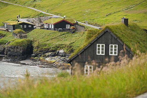 Grasbewachsene Häuser auf den Färöer-Inseln. Foto: Pfr. Martin Geistbeck