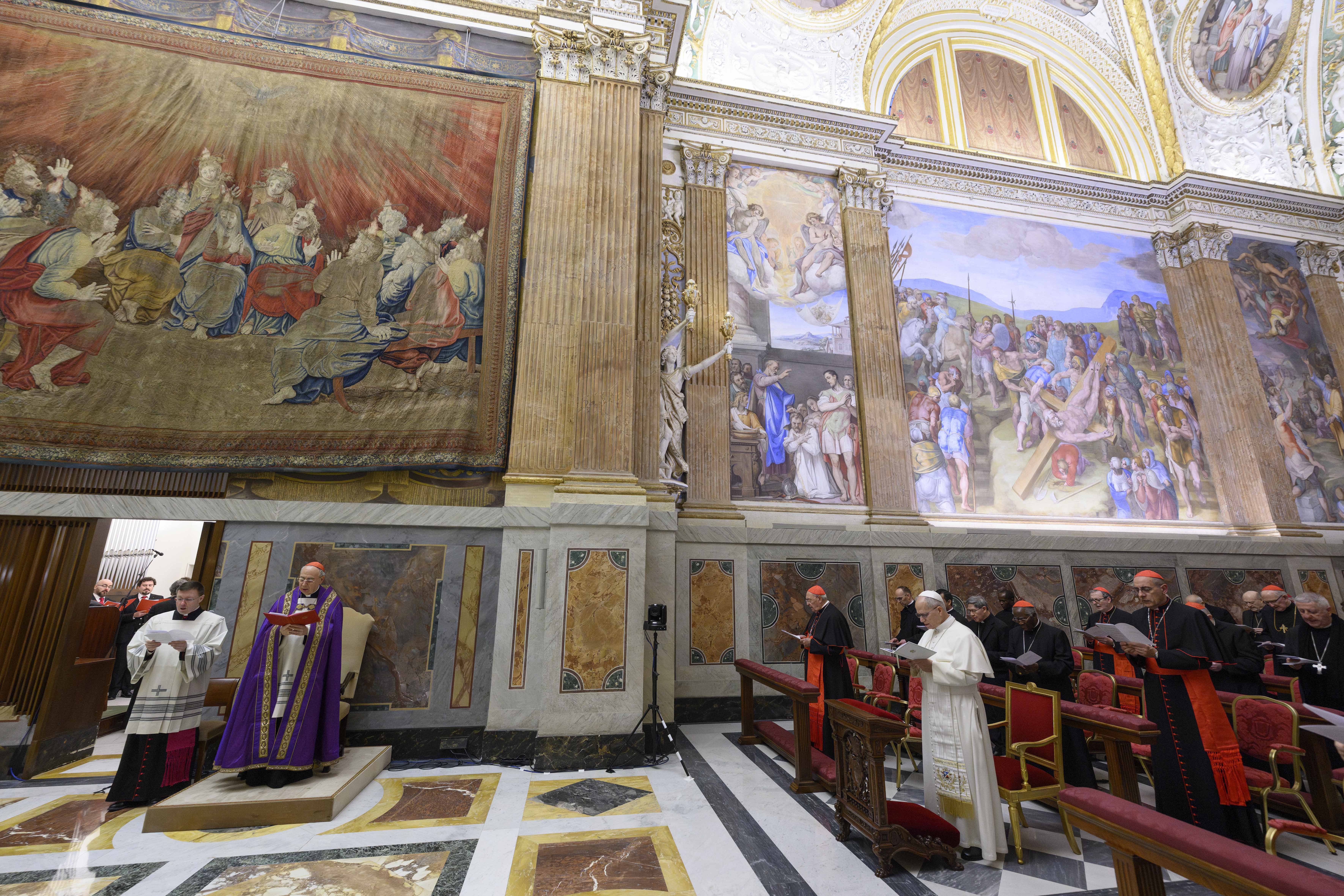 In der Paulinischen Kapelle im Apostolischen Palast finden die diesjährigen Fastenexerzitien unter Leitung von Bischof Erik Varden statt. (Foto: Vatican Media)