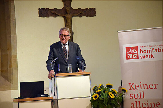 Der Präsident des Zentralkomitees der deutschen Katholiken, Prof. Dr. Thomas Sternberg während der Festrede. Foto: Patrick Kleibold