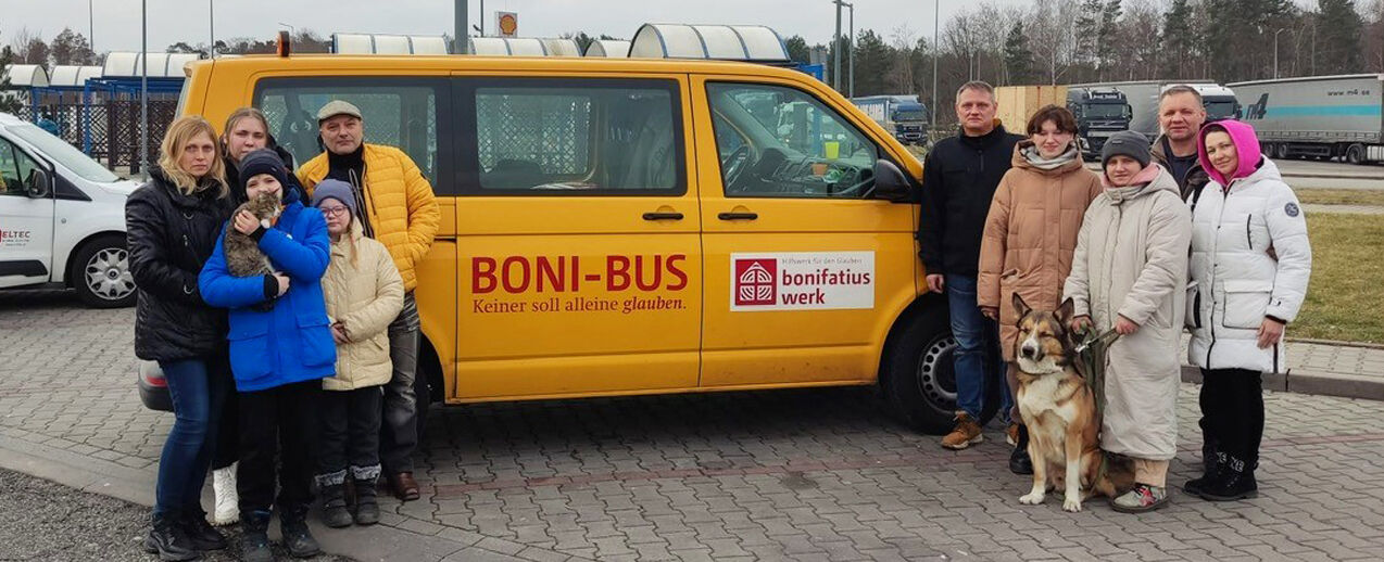 Mit dem BONI-Bus werden geflüchtete Menschen aus der Ukraine in das Kloster St. Ludgerus in Helmstedt gebracht (Foto: privat)