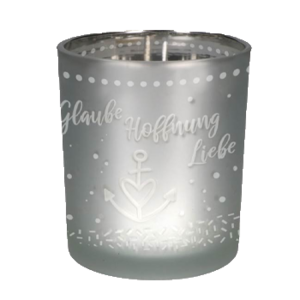 Glaswindlicht: "Glaube, Hoffnung, Liebe"