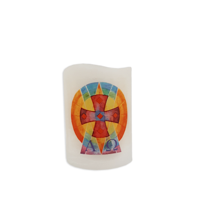 LED-Kerze, Regenbogenkreuz 
