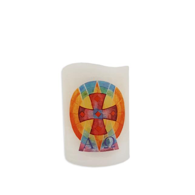 LED-Kerze, Regenbogenkreuz 