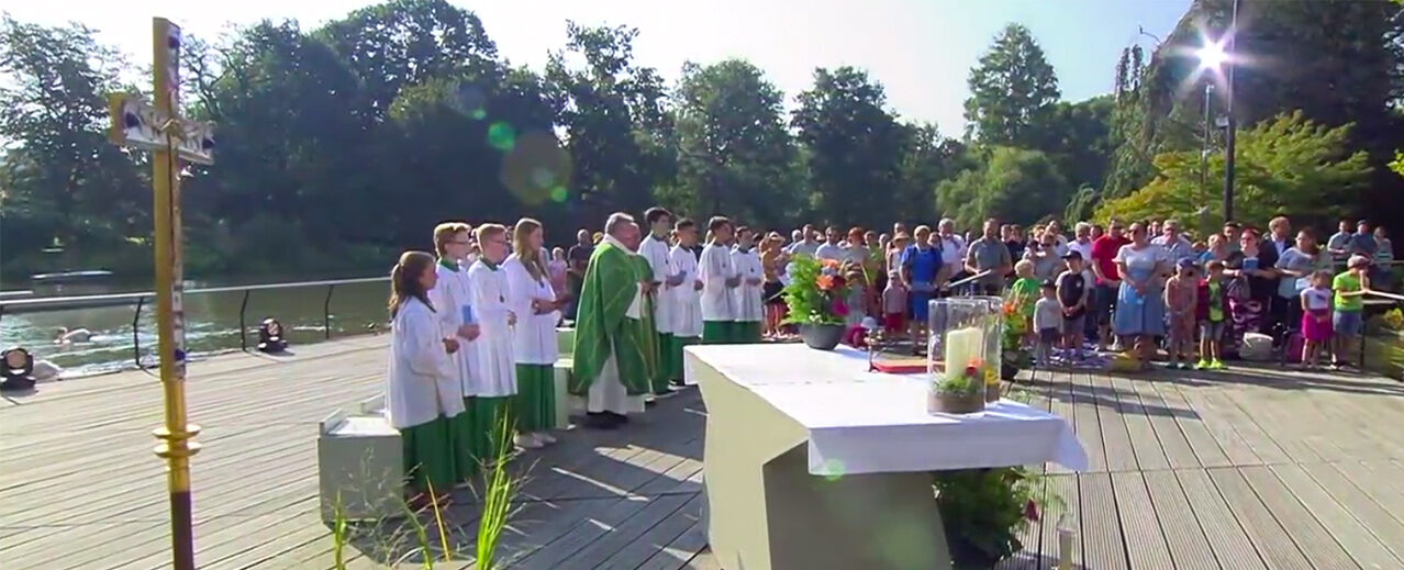 ZDF-Fernsehgottesdienst auf der Seebühne des Zoologischen Stadtgartens Karlsruhe