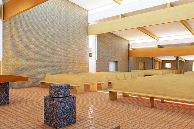 Der Blick in den neuen Kirchenraum. (Skizze: Søren Yde ApS)