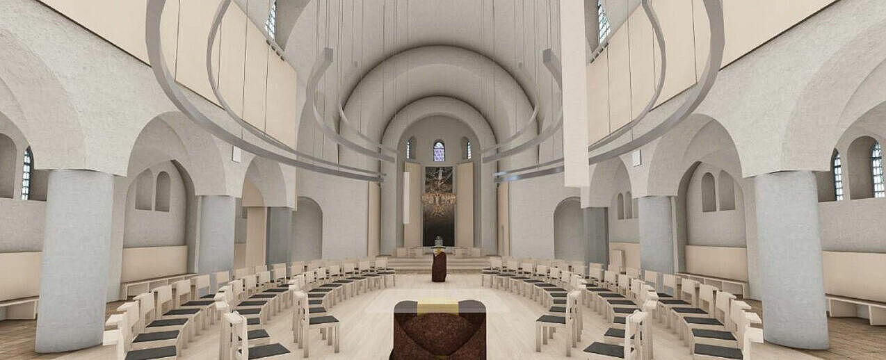 Die Heilig-Geist-Kirche in Sarstedt wird bald ein offenes Mittelschiff haben und eine Kirche der Zukunft sein. (Bild: Springmeier Architekten)