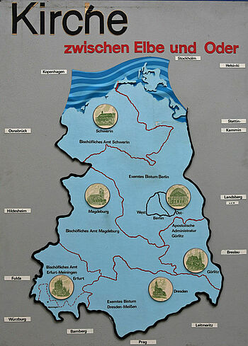 So sah die kirchenpolitische Karte in der DDR aus. (Bild: Bonifatiuswerk)