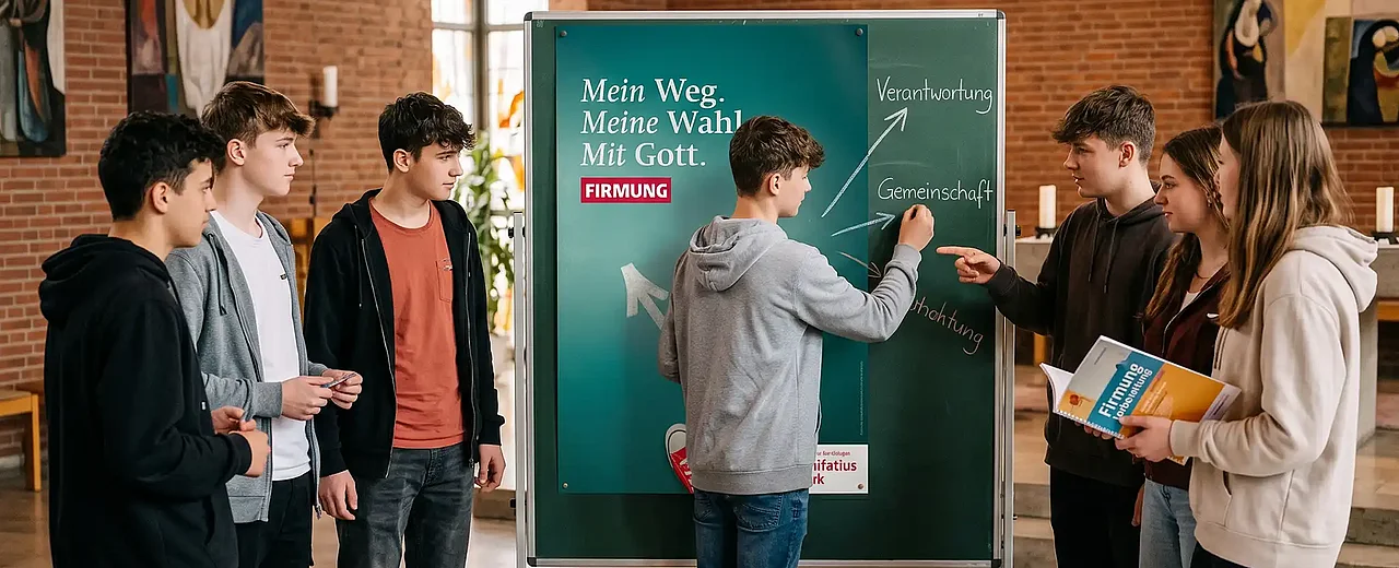 Das Leitwort der Firmaktion im Jahr 2027 lautet: „Mein Weg. Meine Wahl. Mit Gott.“ (Foto: KI generiert)