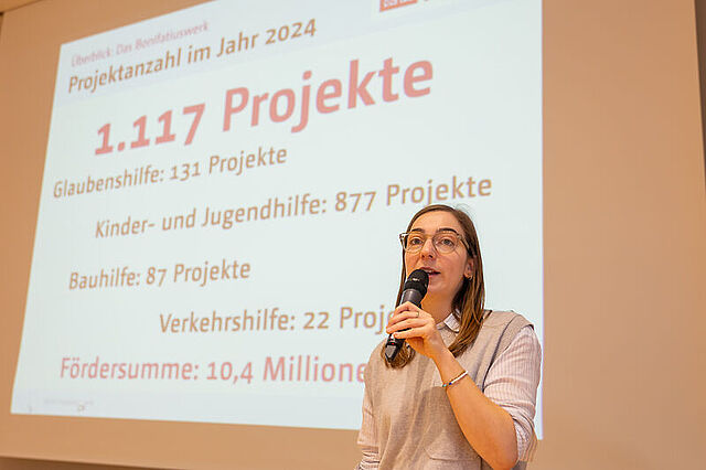 Referentinnen Eva Dreier (Missionarische und diakonische Pastoral) informierte über die Förderarbeit des Bonifatiuswerkes. Foto: Hartmut Salzmann