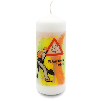 Tischkerze: #BaustelleLeben