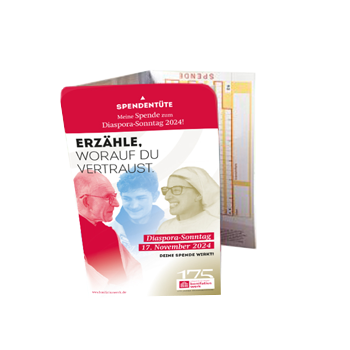 Spendentüte/Info-Flyer zur Diaspora-Aktion 2024