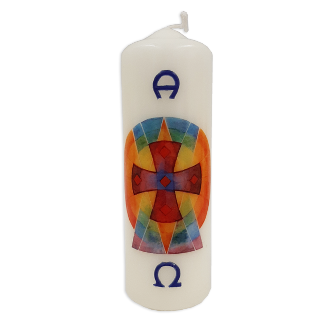 Osterkerze, Regenbogenkreuz 