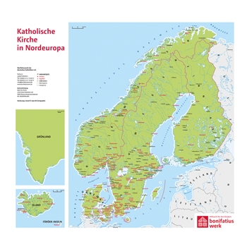 Wandkarte "Katholische Kirche in Nordeuropa" 