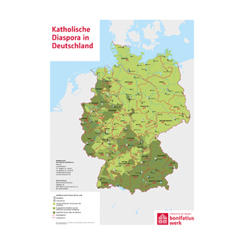 Wandkarte "Katholische Diaspora in Deutschland", verdeutlicht katholische Diaspora-Gebiete in Deutschland