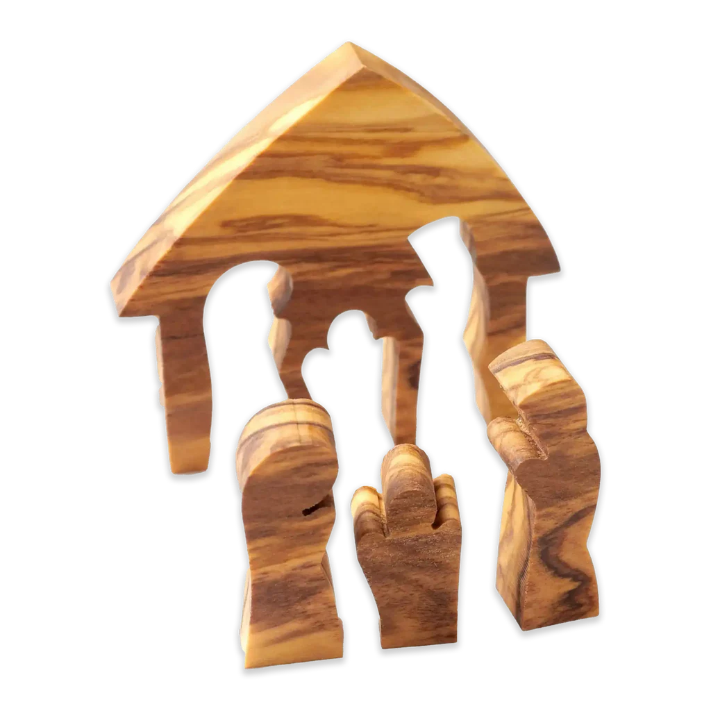 Weihnachtsdeko: Olivenholz-Krippe aus Bethlehem