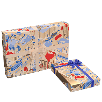 Geschenkpapier "Berlin": Weihnachtliches Wimmelbild mit Motiven aus der Hauptstadt